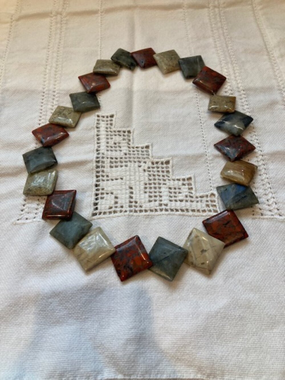 Square stone necklace